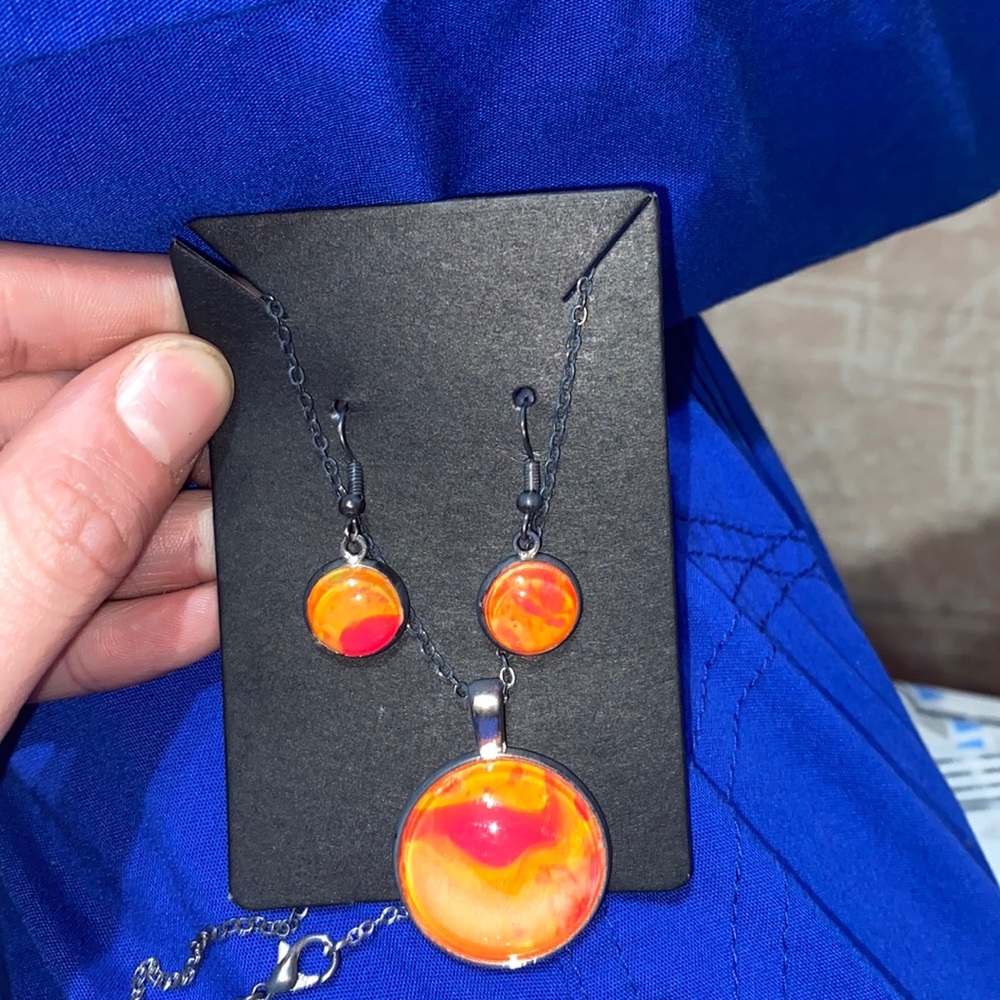 Special hand made one necklace and earring set!